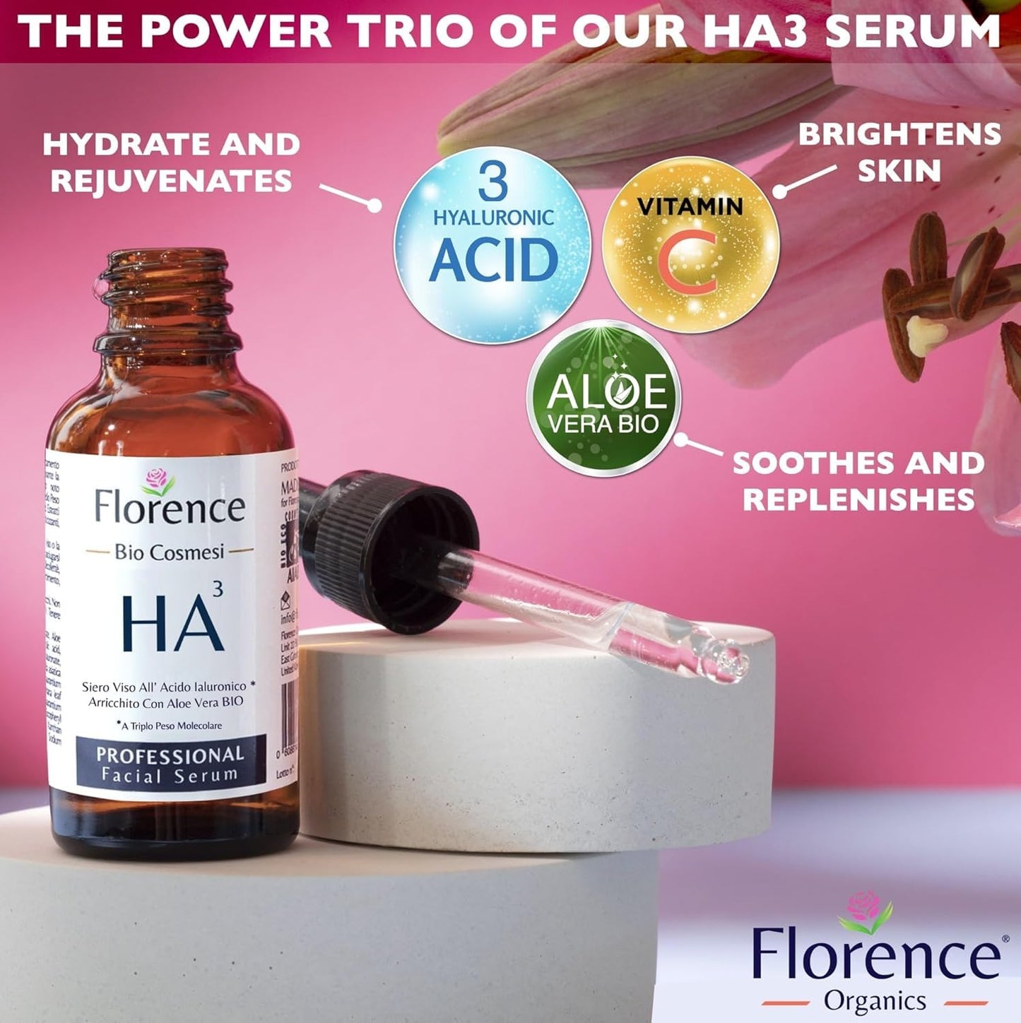 Hyaluronic Acid & Vitamin C Face Serum for Brightening & Hydration (2 oz)