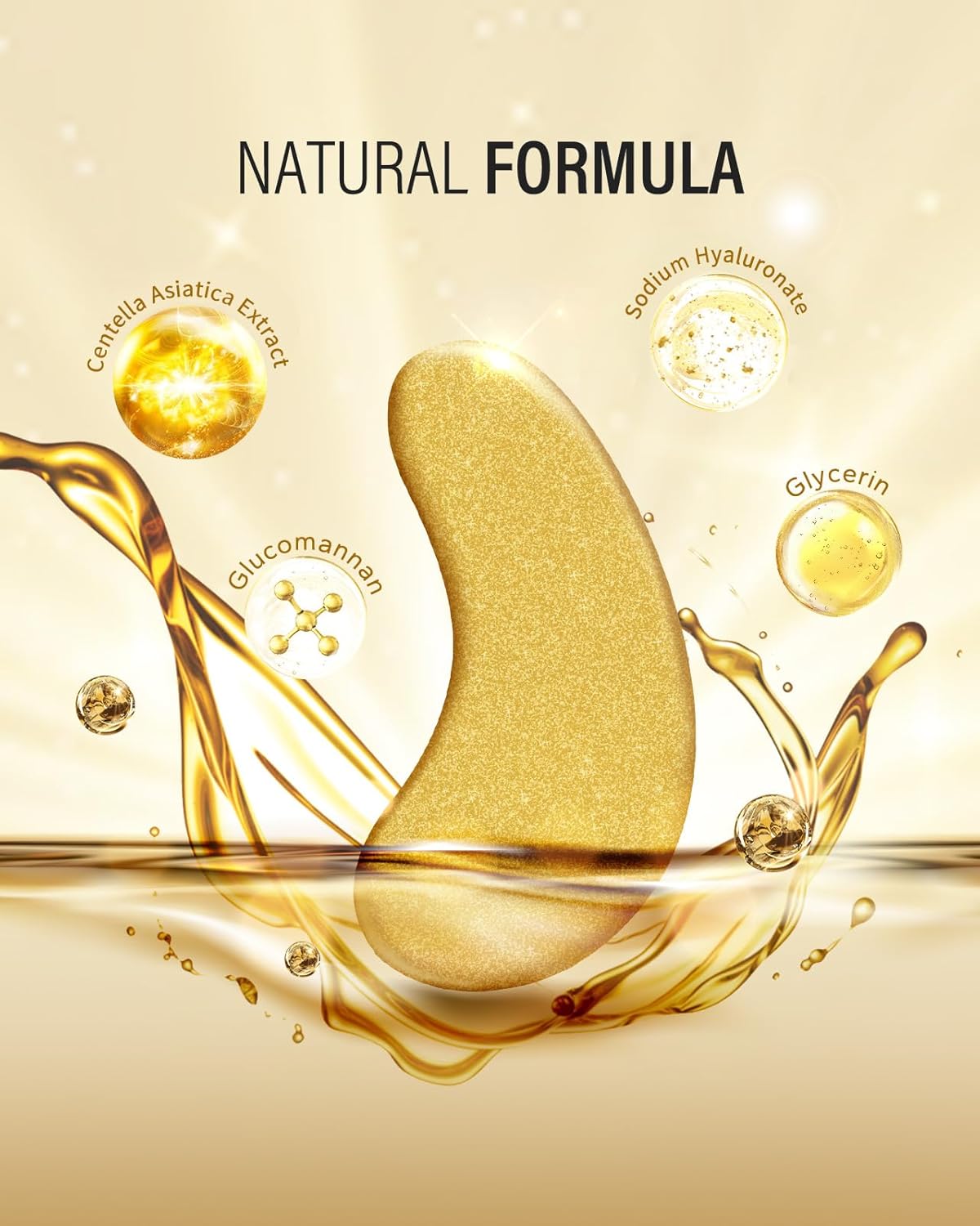 24k Gold Hydrogel Under Eye Patches for Puffiness & Dark Circles (50 Pairs)