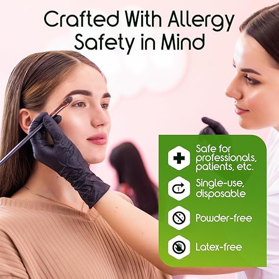 Inspire Black Nitrile Gloves HEAVY DUTY 6 Mil Nitrile Chemical Resistant Medical Grade Gloves Latex Free Powder Free Textured Gloves for Mechanic, Cleaning, Food Disposable Box of 100 Large